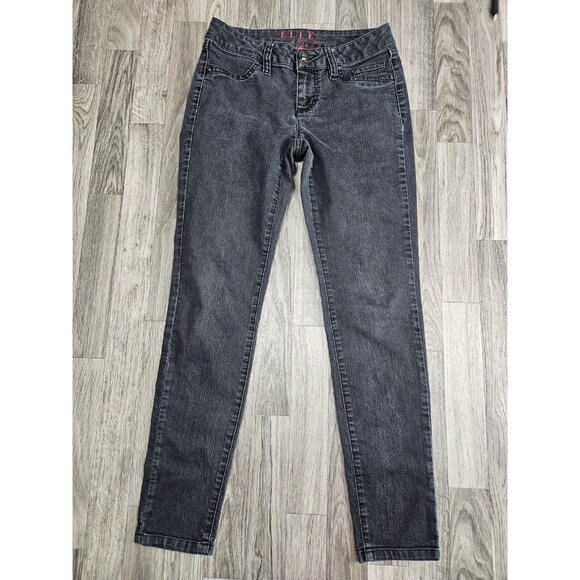 ELLE Jeans Womens 6R Charcoal Gray Skinny Stretch Denim Mid Rise 5-Pocket - Picture 1 of 12